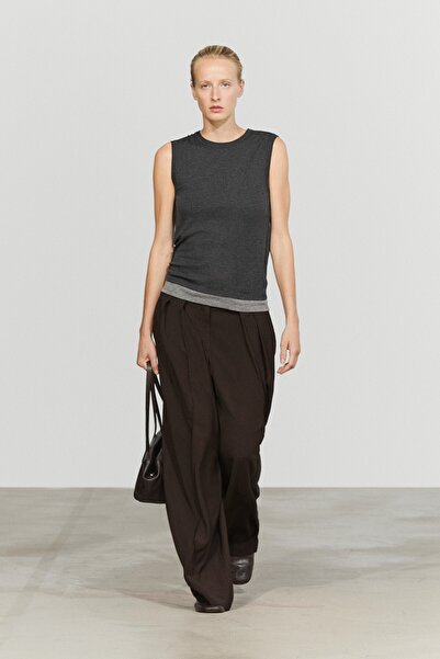 Massimo Dutti Yünlü, çift katmanlı t-shirt