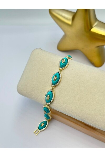 BYYEŞO Turquoise Stone Eye Bracelet (Steel)