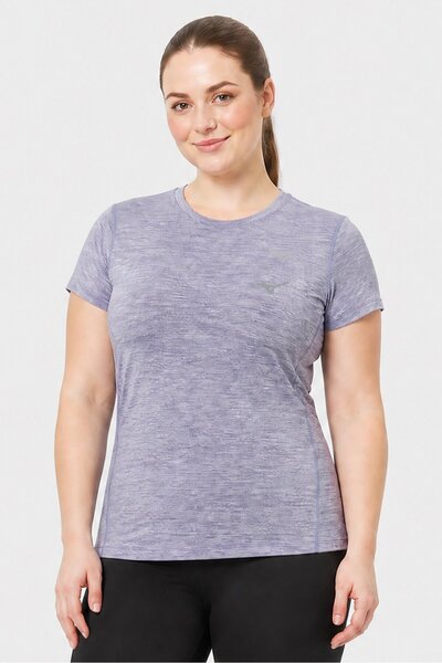 MIZUNO Women Sportswear Fit Short Sleeve Training T-Shirt, Heather Purple