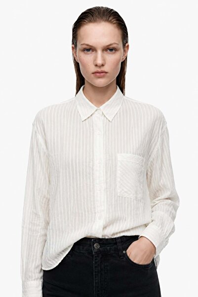 HAKKE Women's Striped Oversize Woven Shirt