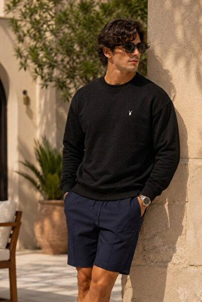 COMBİNE MİCHAİL Knitted Long Sleeve Black Men's Sweatshirt