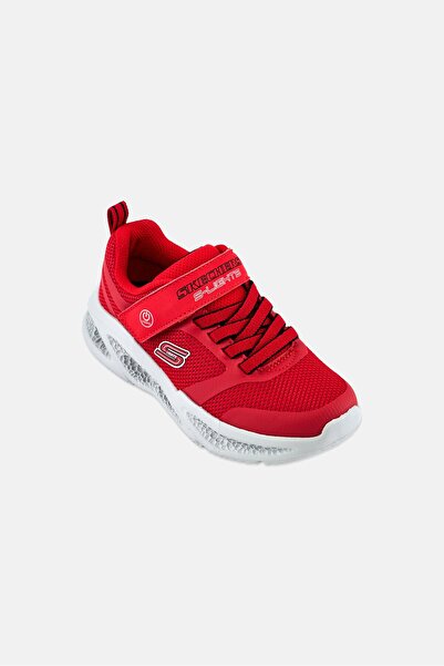 SKECHERS Kids Boy Meteor Lights Velcro Closure Outdoor Shoes, Red