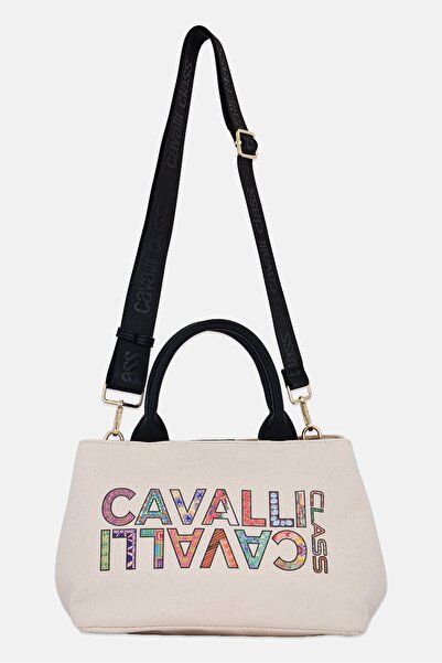 Cavalli Class Women Brand Logo Handbag, Off White