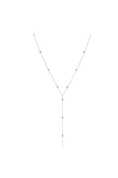 OEM Colier dama, design minimalist, elegant, argintiu, cu margelute, din alia...