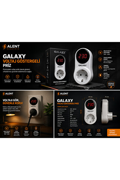 Galaxy Akım Korumalı Priz Voltaj Göstergeli
