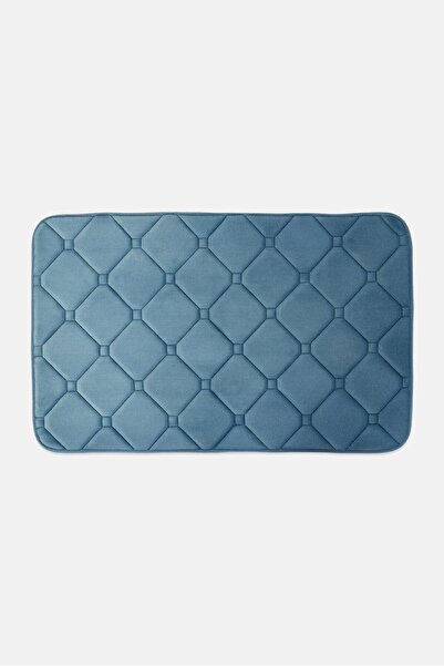 Celeste Diamond Small Memory Foam Bath Mat, Blue