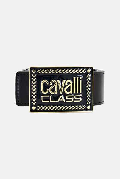Cavalli Class Women Genuine Leather Reversible Belt, Black
