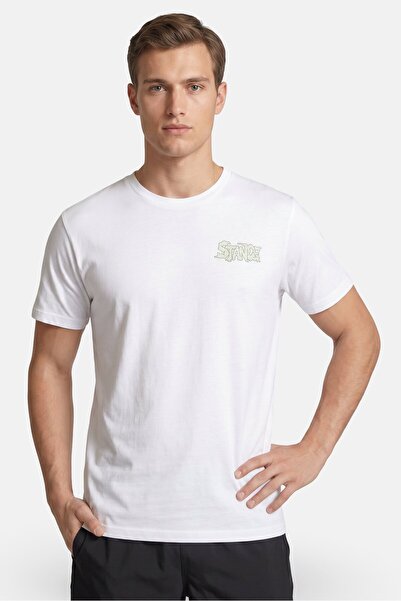 Stance Men Crew Neck Short Sleeve Brand Logo T-Shirt, White
