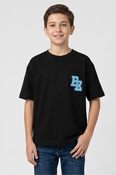 BLANK ESSENTIALS Kids Boy Graphic Print Short Sleeve T-Shirt, Black
