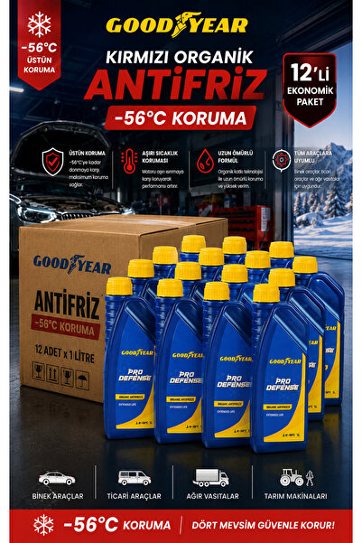Goodyear 12'li Kırmızı Organik Antifriz -56 °C 1 Lt ( 12 x 1 Litre)
