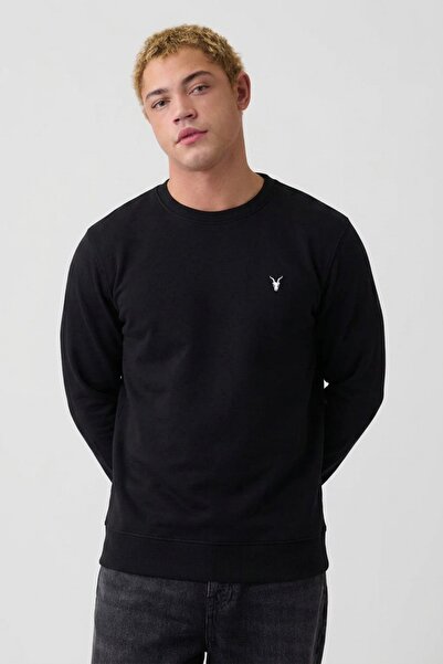 COMBİNE MİCHAİL Black Oversize Cotton Men's Sweatshirt