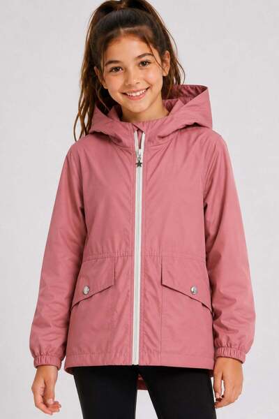 ASYAKİDS CLUB Girl's Hooded Pocket Lined Seasonal Raincoat