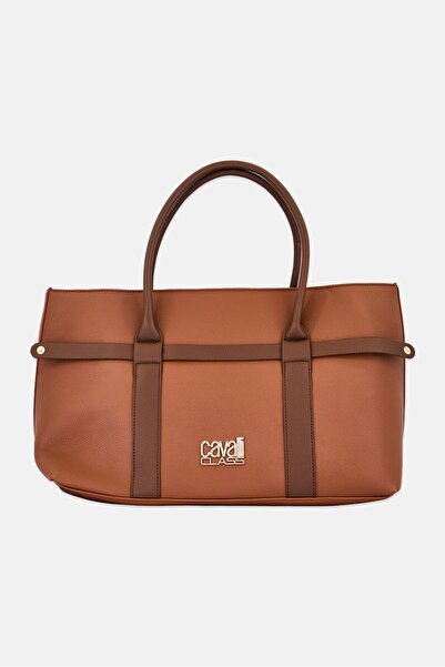 Cavalli Class Women Brand Logo Shopper Bag, Brown