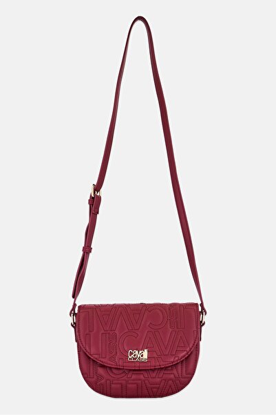 Cavalli Class Women Embroidered Logo Cross Body Bag, Maroon