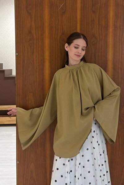 fayaboutique.com Olive Green Modal Textured Melissa Blouse