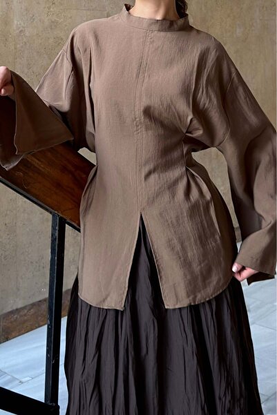 fayaboutique.com Dark Mink Waist Detailed Lemina Tunic