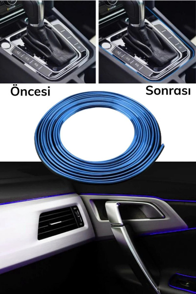 AYACO Araba Dekorasyon Şeridi 5 Metre Esnek PVC Trim Şeridi Kolay Kurulum Araç İçi Dekorasyon Bandı