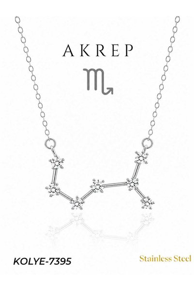 Tutti Collection Çelik Yıldız Haritası Kolye Akrep // KOLYE-7395