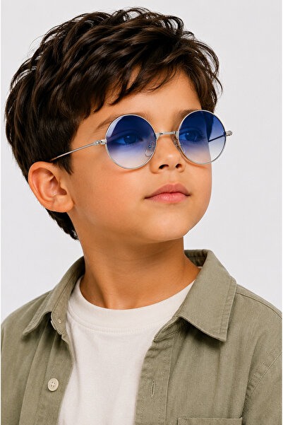Toz Vintage Polvo Blue Glass Metal Frame Round Kids Sunglasses