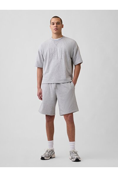 GAP Erkek Gri VintageSoft Terry Relaxed Logo Sweat Şort