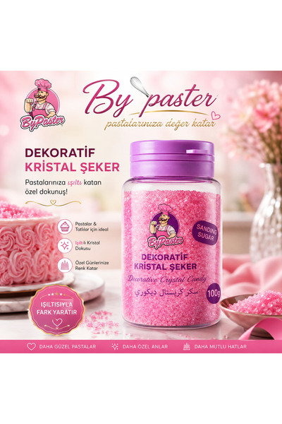 By Paster DEKORATİF SANDING ŞEKER PEMBE 100 G