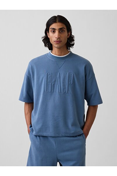 GAP Erkek Mavi VintageSoft Terry Oversize Logo Sweatshirt