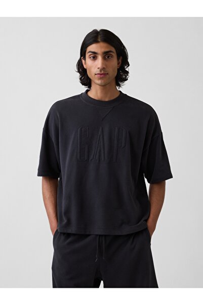 GAP Erkek Siyah VintageSoft Terry Oversize Logo Sweatshirt