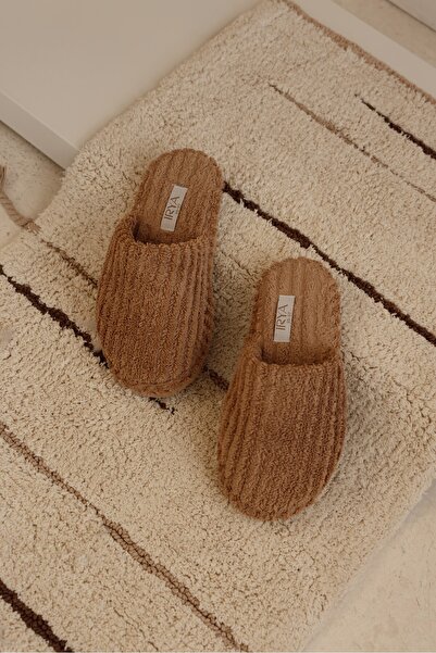 İrya Ege 100% Cotton Unisex Thick Soled Towel Slippers 41-43 Warm Clay