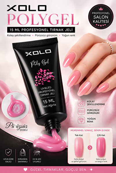 xolo 72 Parça Nude Pembe Profesyonel Polygel Seti 54W UV LED Lambalı Protez Tırnak Nail Art Seti