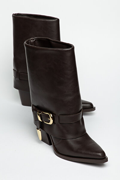 MS SUGAR SHOES Women's Dark Brown Western Cowboy Boots Pointed Toe Buckle Thi...