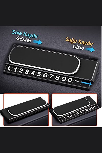 AYACO Araç İçi Kayar Kapaklı Fosforlu Park Numaratörü Torpido Üstü Telefon Numaralık