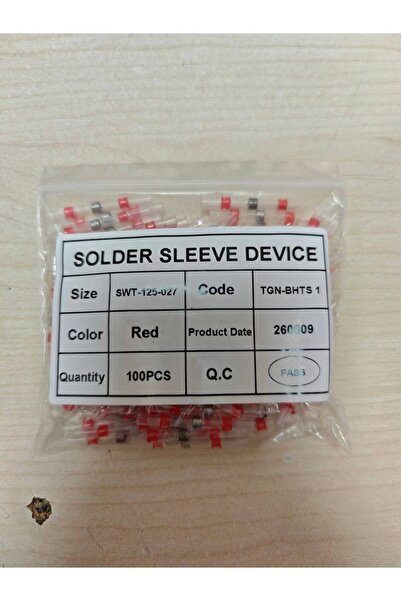 Isı ile Daralan Lehimli Makaron 100 Adet Kırmızı - Kendinden Lehim Yapan Kablo Eki (0.50-1.50 Mm²)
