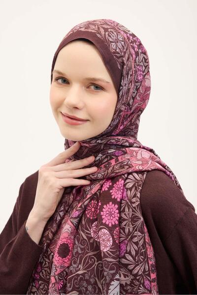 Silk Home شال أوربان أورز بنقشة زهور بلون البرقوق الداكن مقاس 190×70