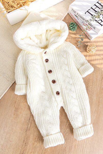Babymod Knitwear Knitted Welsoft Lined Hooded Winter Baby Girl and Boy Jumpsuit