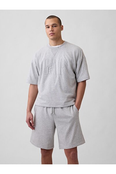 GAP Erkek Gri VintageSoft Terry Oversize Logo Sweatshirt