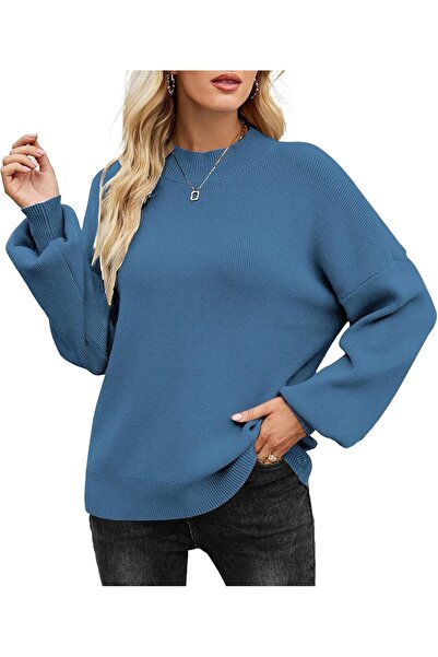 OtherMax Pulover Elegant din Tricot pentru Femei, Guler Înalt, Mânecă Lungă, ...