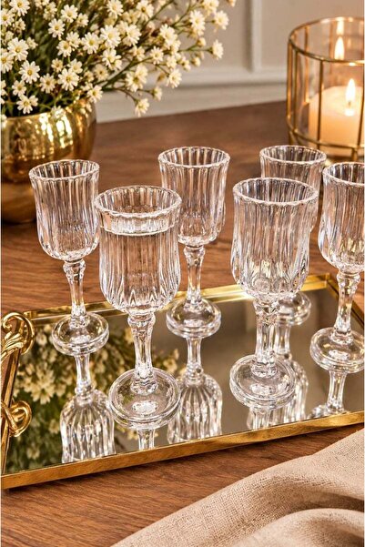 CASA DE BELLA Glass Crystal Cut 6-Piece Coffee Side Glass 50 ml