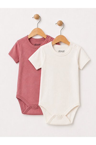Kidaxi 2-Pack Short Sleeve Crew Neck Snap Fastener Bodysuits