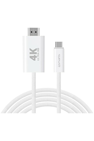 4smarts Καλώδιο USB-C σε HDMI, Αρσενικό σε Αρσενικό, 4K@60Hz, 2μ, Λευκό