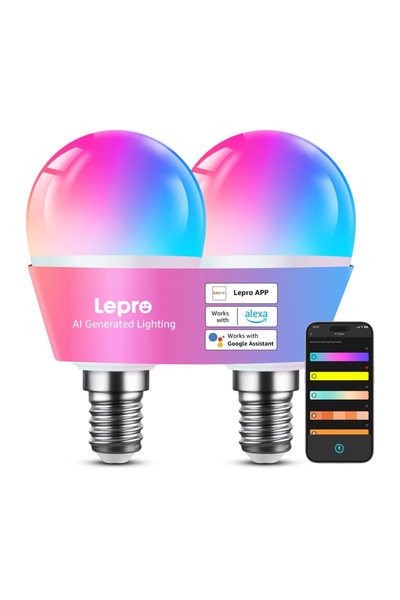 LEPRO Becuri LED inteligente BP1-2, Set de 2, E14, 470 lm, WiFi/Bluetooth, Co...
