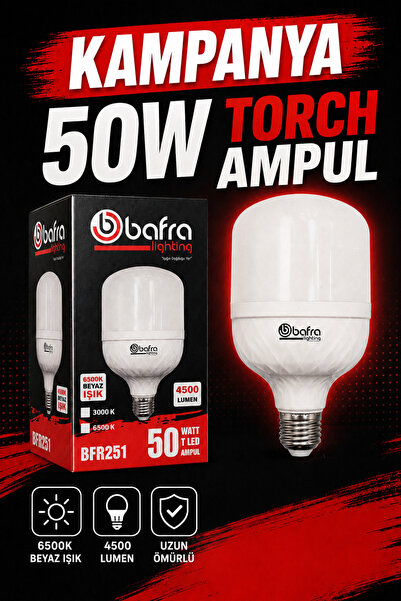 Bafra 50W LEDLİ TASARRUFLU AMPUL E27 DUY BEYAZ IŞIK