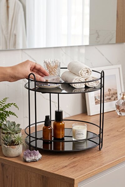 NTC METAL Luxury Thermoplastic Coated 2-Tier Round Bathroom Countertop Makeup...