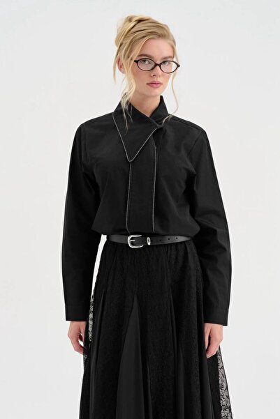 tw3 Women's 100% Cotton Collar with Stone Detail Comfortable Fit Design Shirt