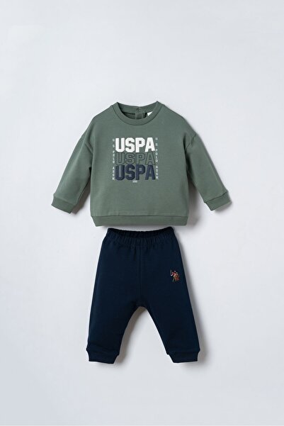 U.S. Polo Assn. Baby Boy Printed Green Long Sleeve Pajama Set Usb3180-C-V2