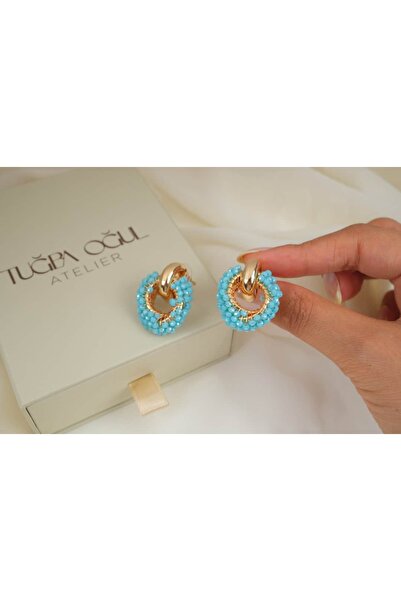 ATELİER TUĞBA KP800 BONCUKLU ÖRGÜ DETAYLI KÜPE (uzunluk 30 mm )