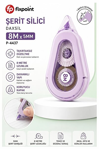 Artlantis Şerit Daksil Beyaz 5mmx8 Metre 1 Adet P-4437 Fixpoint Şerit Düzelti...