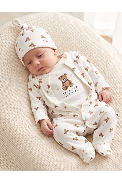 MiniKids Set 3 piese, Love And Cuddles, alb
