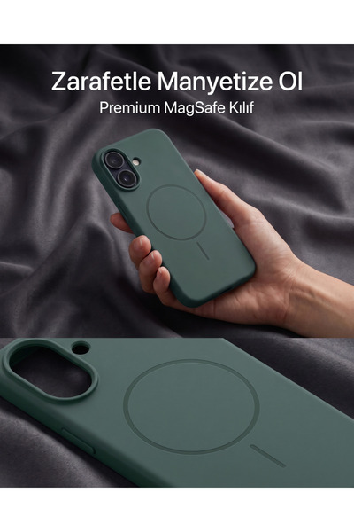 iPhone 17 Uyumlu Yeşil Silikon Kılıf – MagSafe Uyumlu