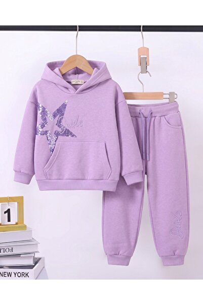Egelite Girl's Winter 3-Strand Ribbon Star Sequined Top and Bottom Tracksuit ...