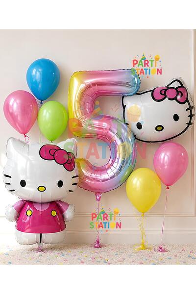 Parti Station Hello Kitty Konsept 5 Yaş Balon Seti - 8 Parça Hello Kitty Doğu...